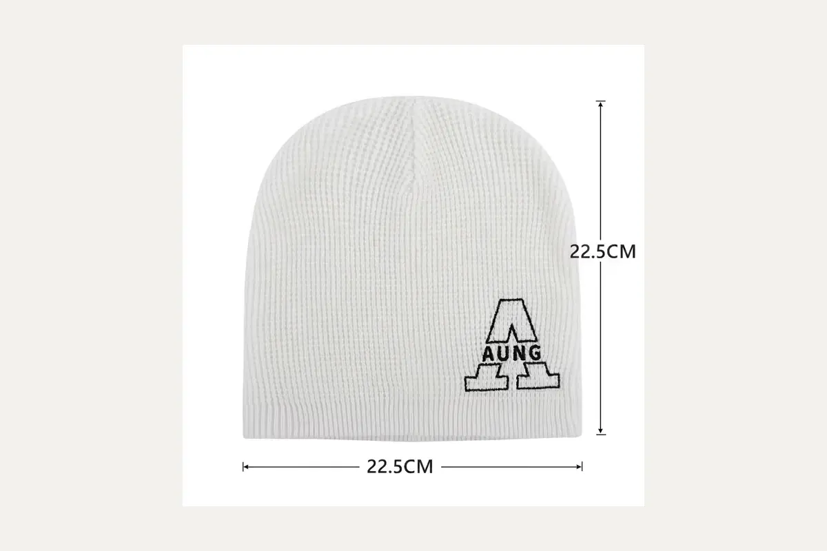 Beanie measurement guide showing width and height points.