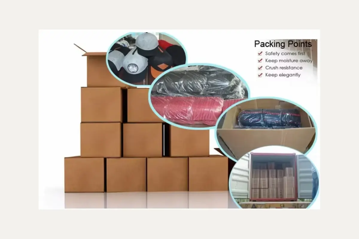 Packed beanie cartons prepared for shipment.