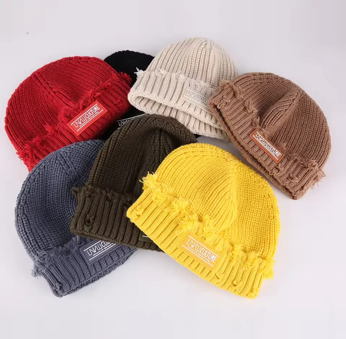 Cuffed knit beanies in several colors