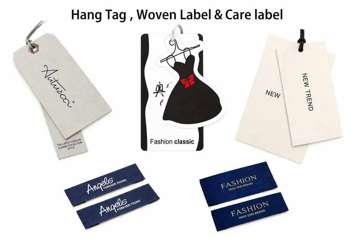 Custom beanie hang tags woven labels and care labels