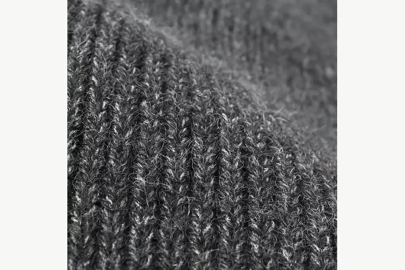 Close view of thick gray rib knit texture