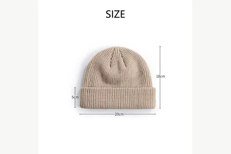 Beanie size diagram showing crown and cuff measurements