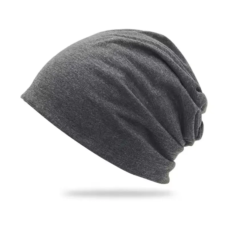 Charcoal slouchy knit beanie shown from the side